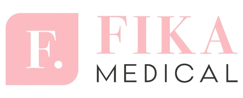 Fika Medical logo white and pink